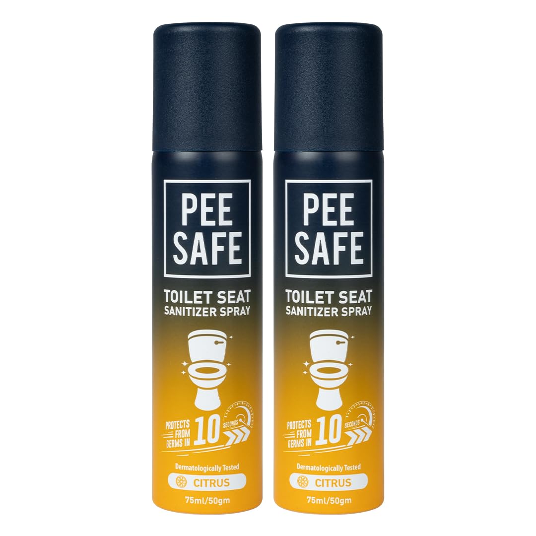 Pee Safe Toilet Seat Sanitizer | Citrus 75ml (Pack of 2) | Reduces UTI Risk
Protects From 99.9% Germs in 10 Seconds, Travel Friendly, Anti Odour