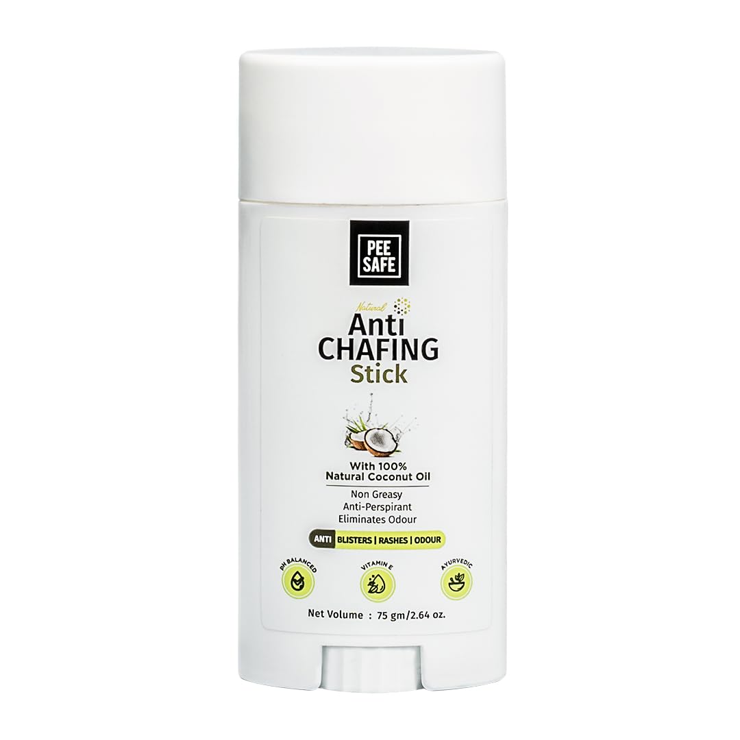 Pee Safe Anti Chafing Stick for Men & Women | 75gm | Natural Coconut Oil
For Underarm, Inner Thighs & Other Affected Area, Prevents Blisters, Rashes & Odour, 100% Natural Coconut Oil