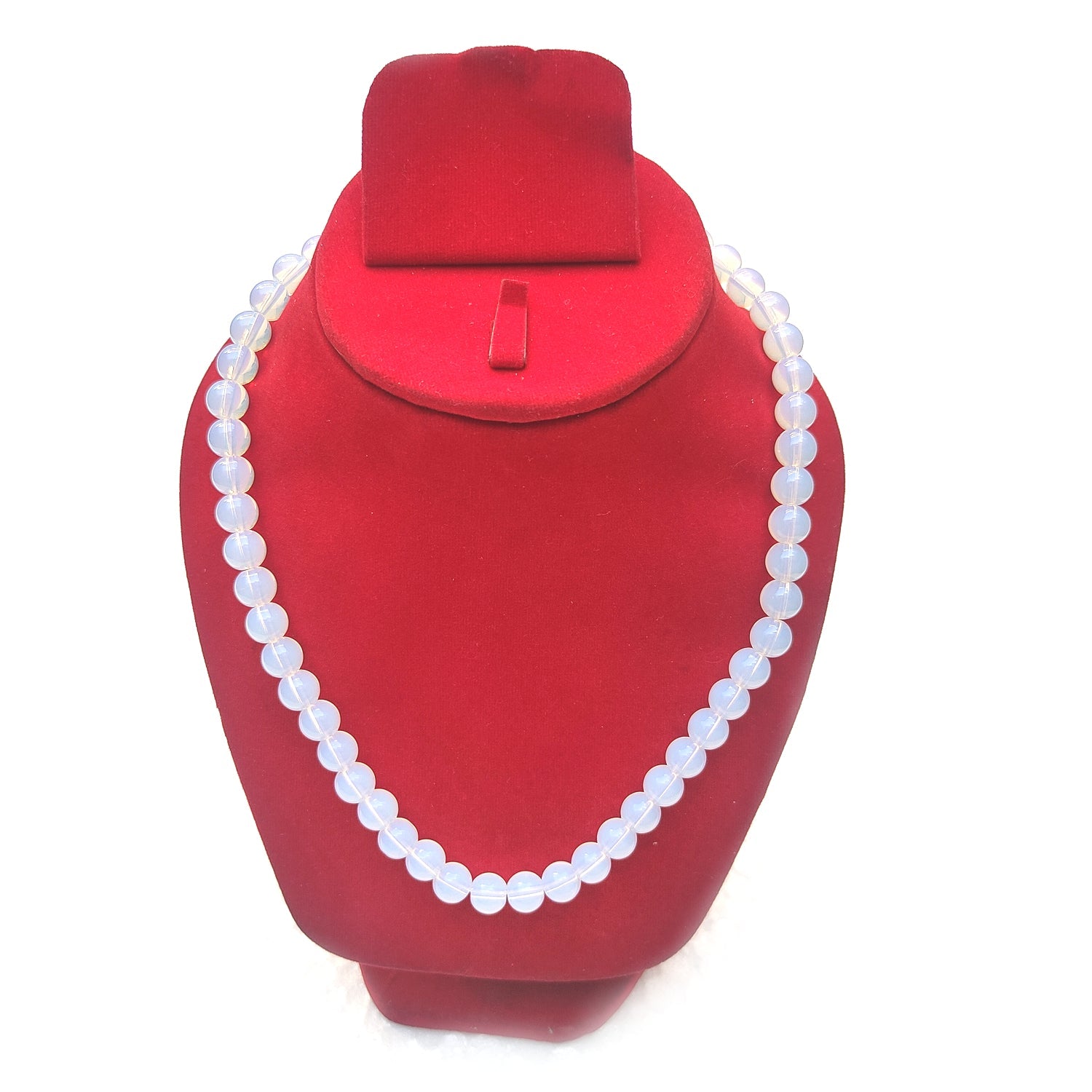 Opalite Crystal Round Beads Necklace - 15 Inches, 6mm Beads (Semi-Precious Mala)