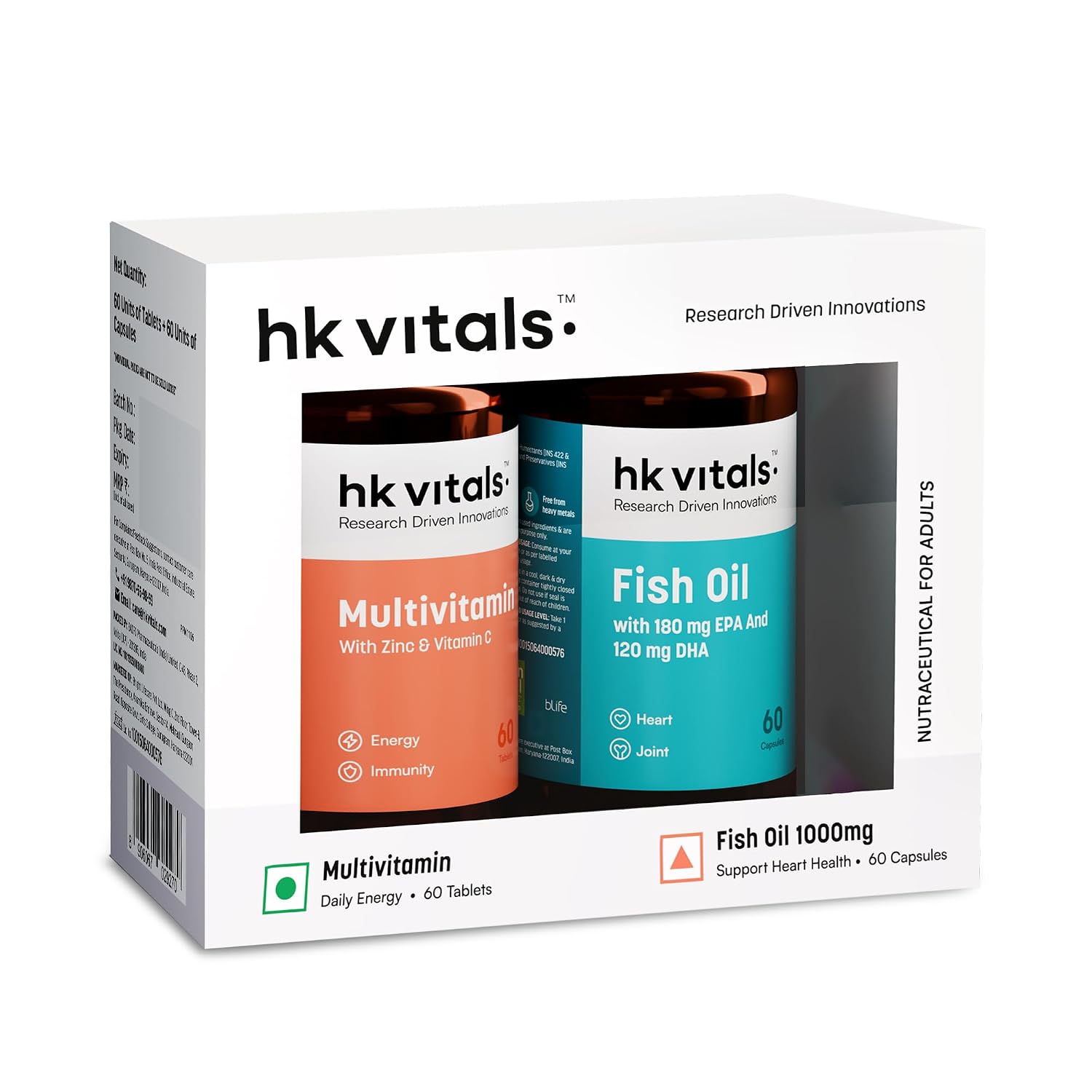 hk vitals Fish Oil & Multivitamin Combo Pack, 2 x 60 Tablets