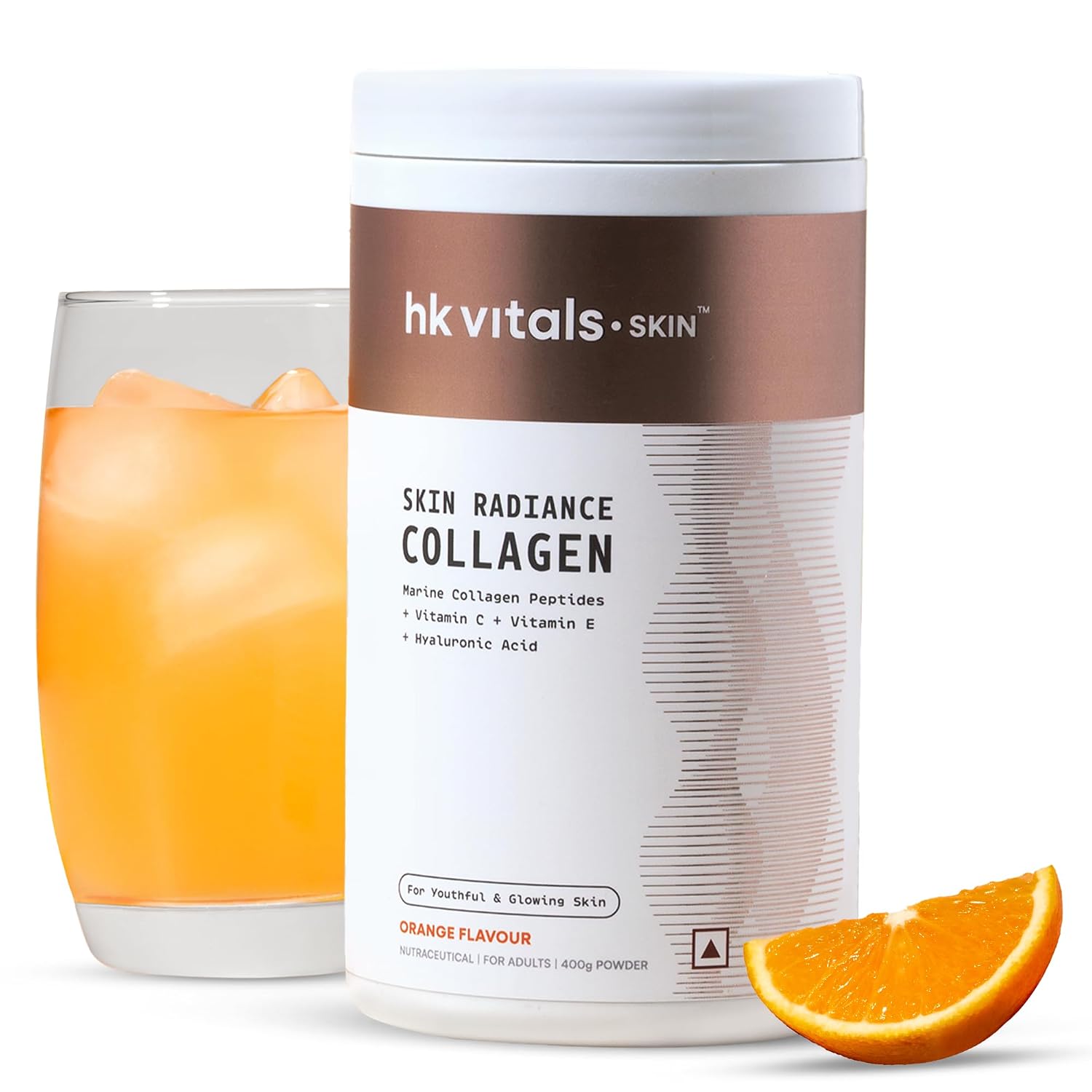 hk vitals Skin Radiance Marine Collagen Supplement Powder, Orange, 400g