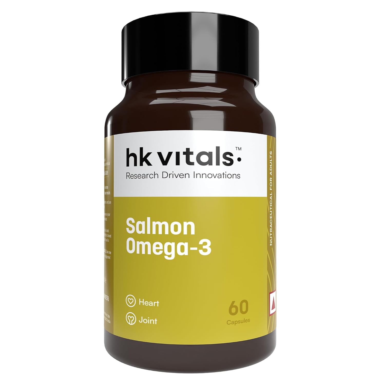 hk vitals Salmon Omega 3, 60 Capsules | 1000mg Omega 3 Fish Oil with 180mg EPA & 120mg DHA | For Joints, Brain, and Eyes Health