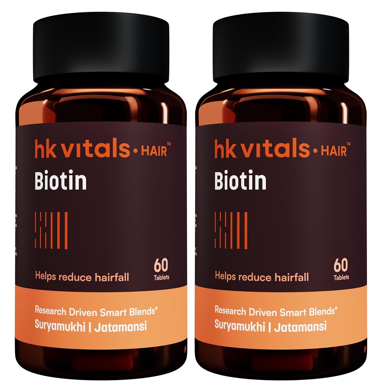 hk vitals Biotin, 2 x 60 Tablets | Supplement for Hair Growth, Strong Hair and Glowing Skin, Fights Nail Brittleness