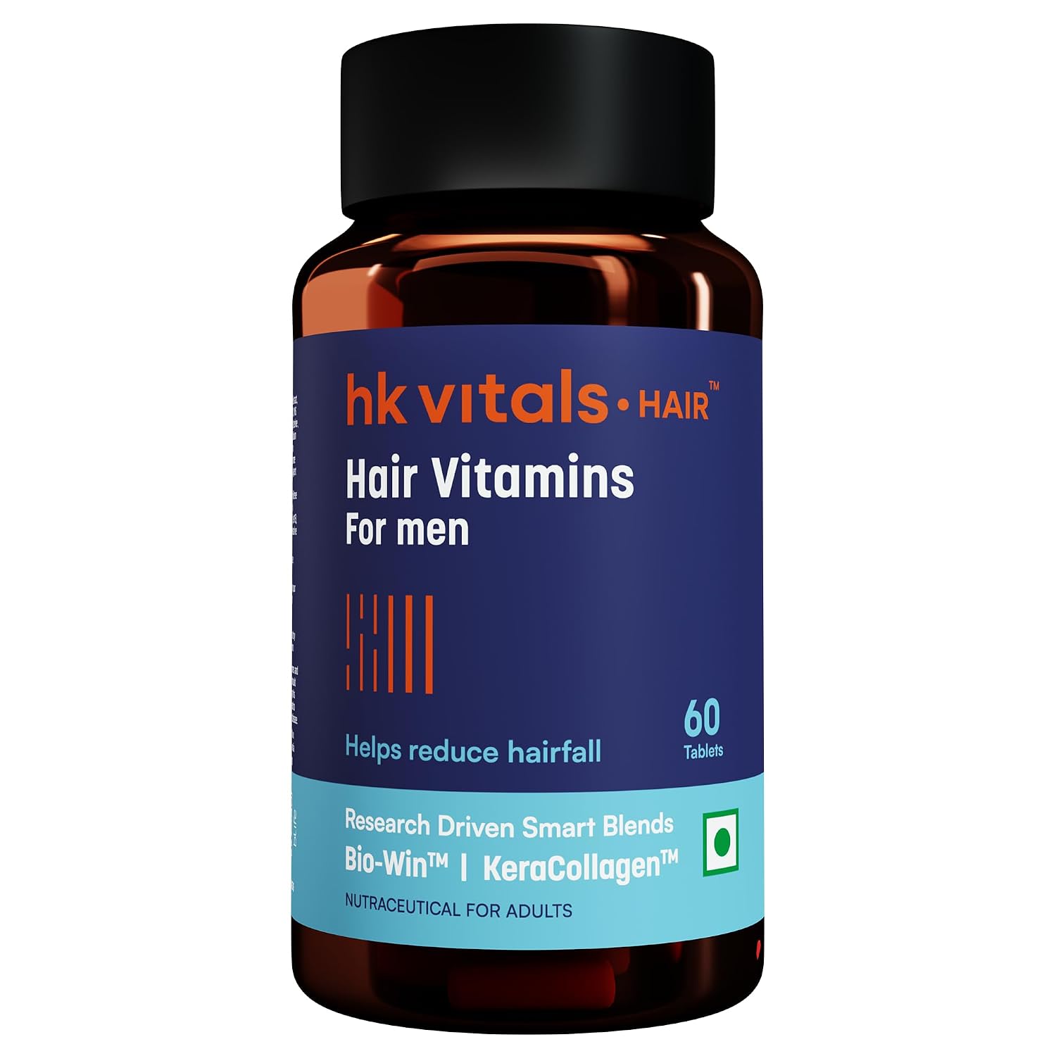 hk vitals Hair Vitamin with DHT Blockers, 60 Tablets | With Omega & Biotin | Supports Keratin Synthesis & Helps Reduce Hair Fall