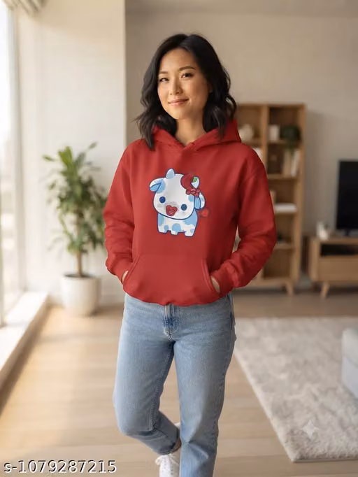 Tag of Cow hoody Red Colour