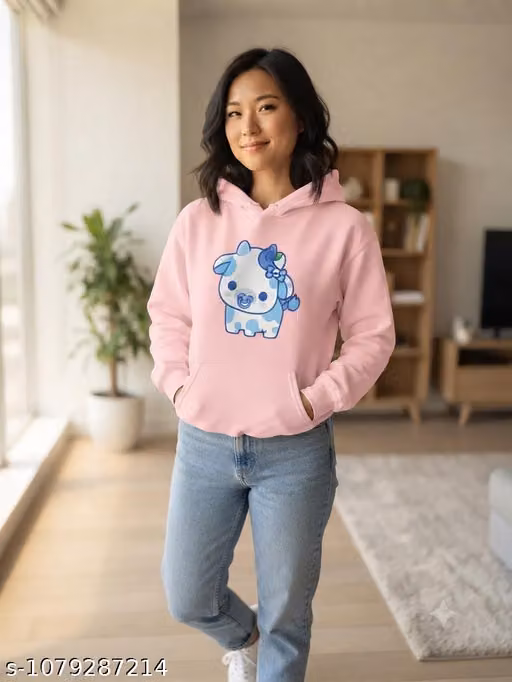 Tag of Cow hoody Pink Colour