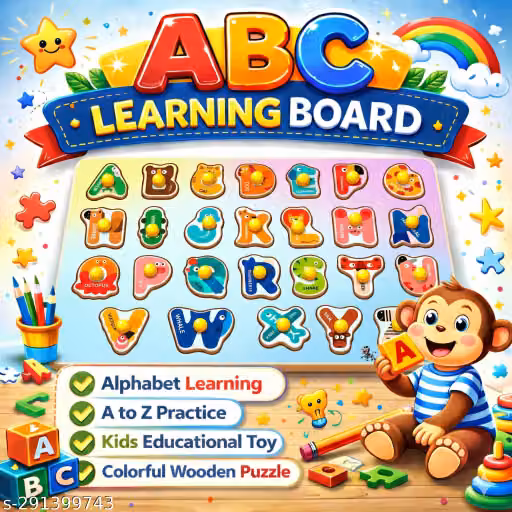 Wooden ABC Alphabet Puzzle with Pictures for Kids | Montessori Educational Learning Toy for Letter Recognition, Phonics & Vocabulary Development | Preschool Learning Activity Board for Age 3 to 6 Years | Early Reading Skills, Hand Eye Coordination, Brain 