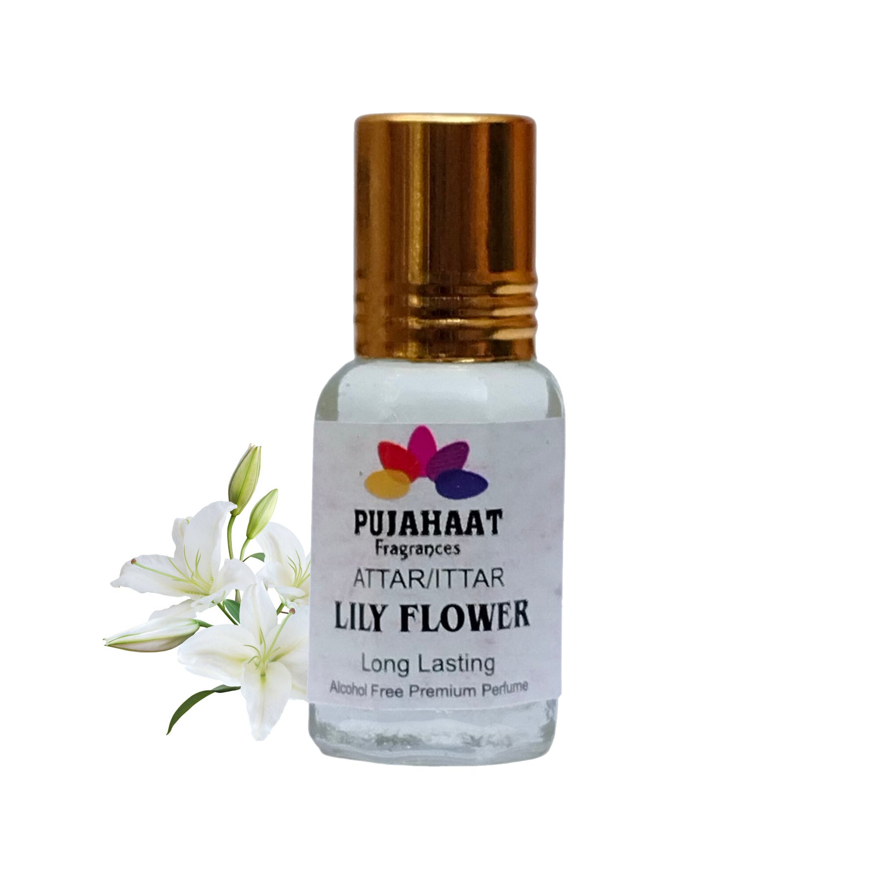 Pujahaat Premium Alcohol Free Attar | Ittar 6ml, Long-Lasting Travel Size Roll-On, Best Inspired Attar Fragrance Oil - Lily Flower