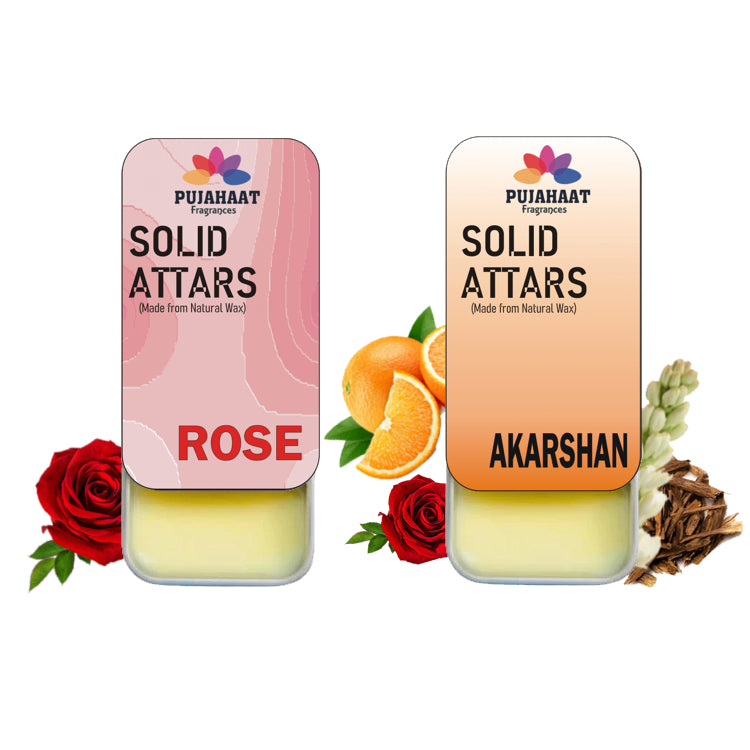 Rose | Akarshan Combo Premium Fragrance | Solid Attar for Men & Women | Alcohol Free | Strong lasting fragrance - Rose | Akarshan