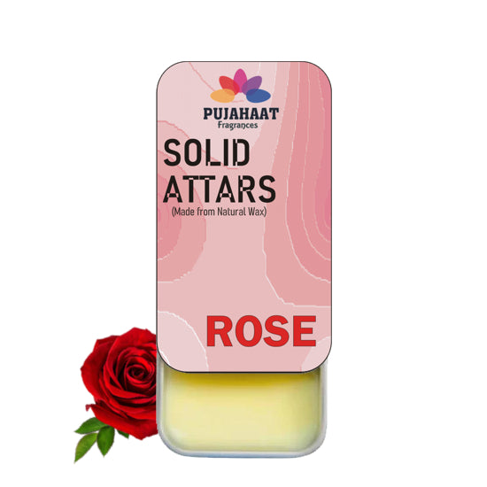 Pujahaat Rose Premium Fragrance | Solid Attar for Men & Women | Alcohol Free | Strong lasting fragrance - Rose
