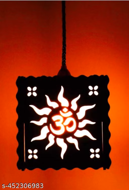 Wall hanging om diwali home ceiling light wooden lamp shade for home decor office hotel