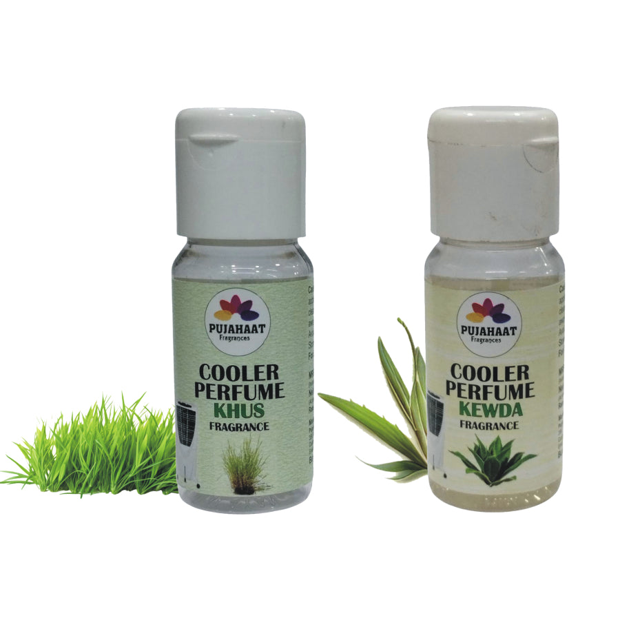 Pujahaat Khus, Kevda Cooler Perfume / Aroma Diffuser Oil or Fragrance, Long Lasting Cooler Scent/Aroma Diffuser Fragrance Oil - Multipurpose Aroma Oil Perfume for Cooler - 25 ml each (2 X 25 ml) cc7