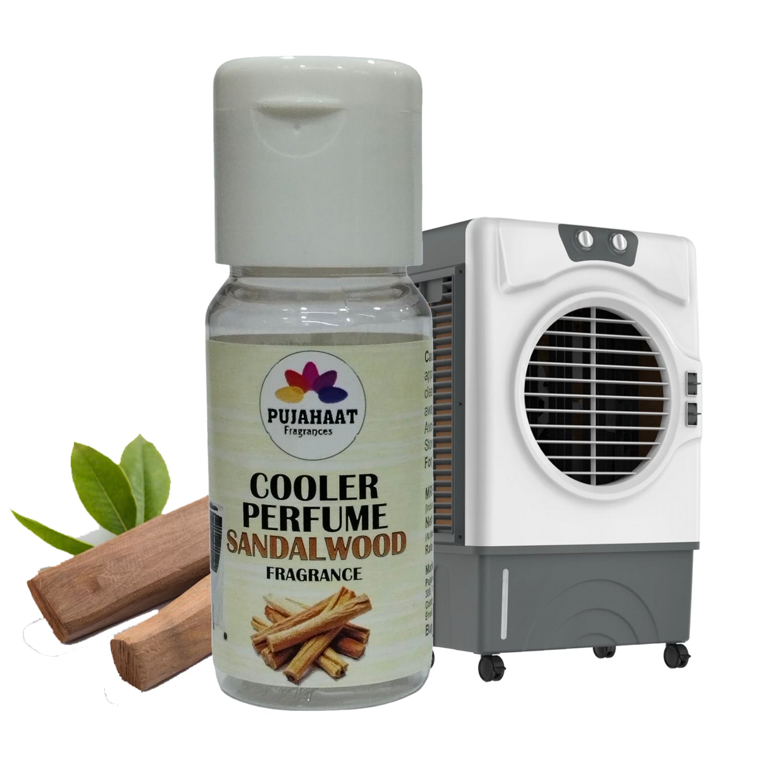 Pujahaat Sandalwood Cooler Perfume/Aroma Diffuser Oil or Fragrance, Long Lasting Cooler Scent/Aroma Diffuser Fragrance Oil - Multipurpose Aroma Oil Perfume for Cooler - 25 ml each (2 X 25 ml)