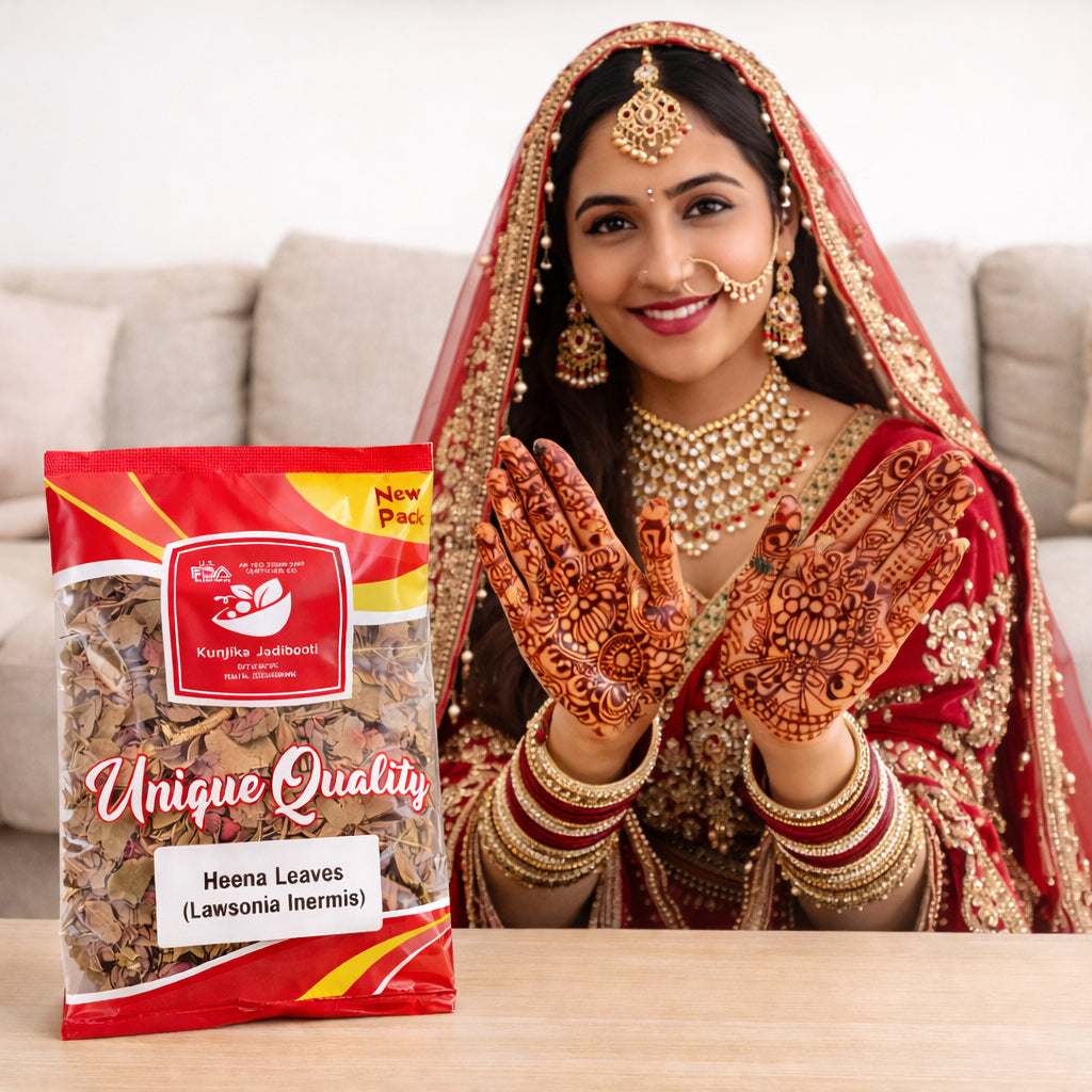 Kunjika Jadibooti Mehandi Leaves | Henna Mehandi Leaves | Whole Natural Pure Henna Leaves - 100 gm