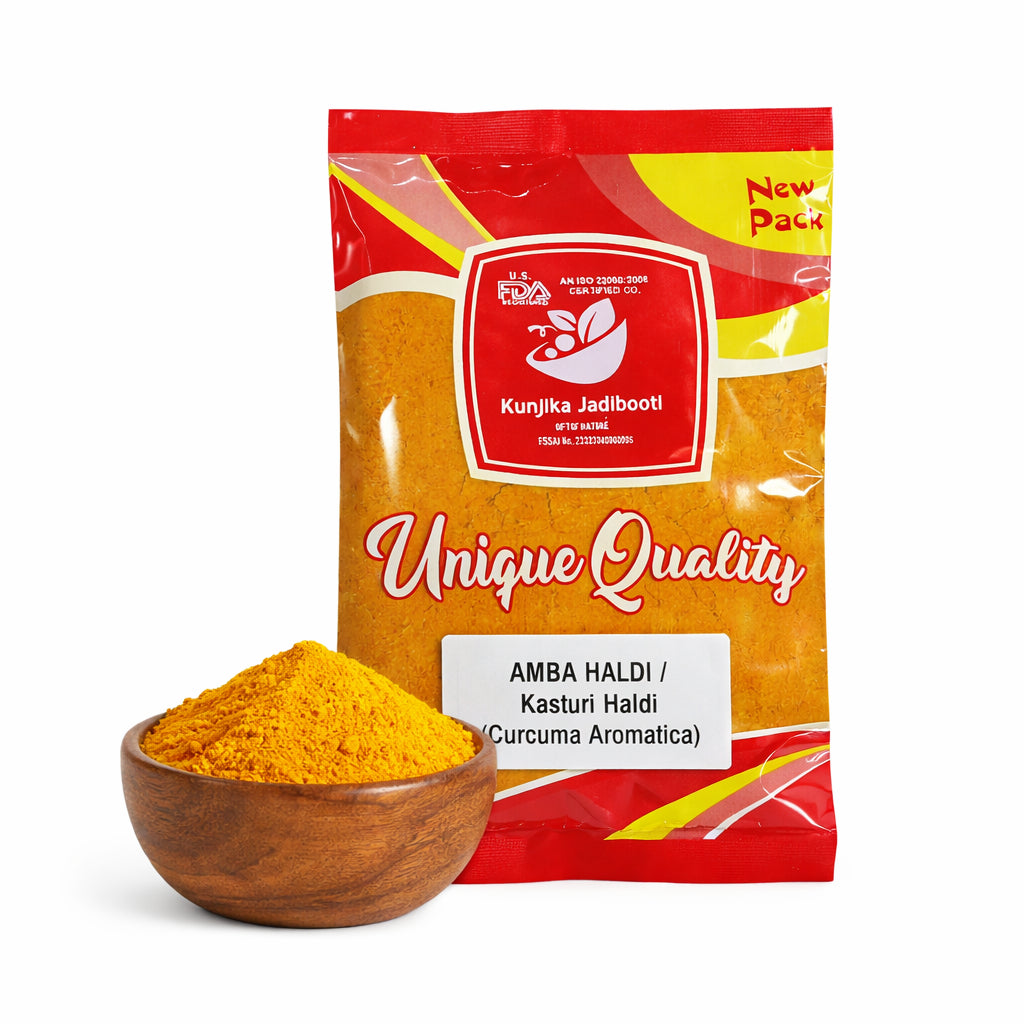 Kunjika Jadibooti Kasturi Haldi Powder For Face Beauty | Amba Haldi Powder | Natural & Pure Amba Haldi Powder || for Skin Whitening | Wild Turmeric Powder - 100 gm