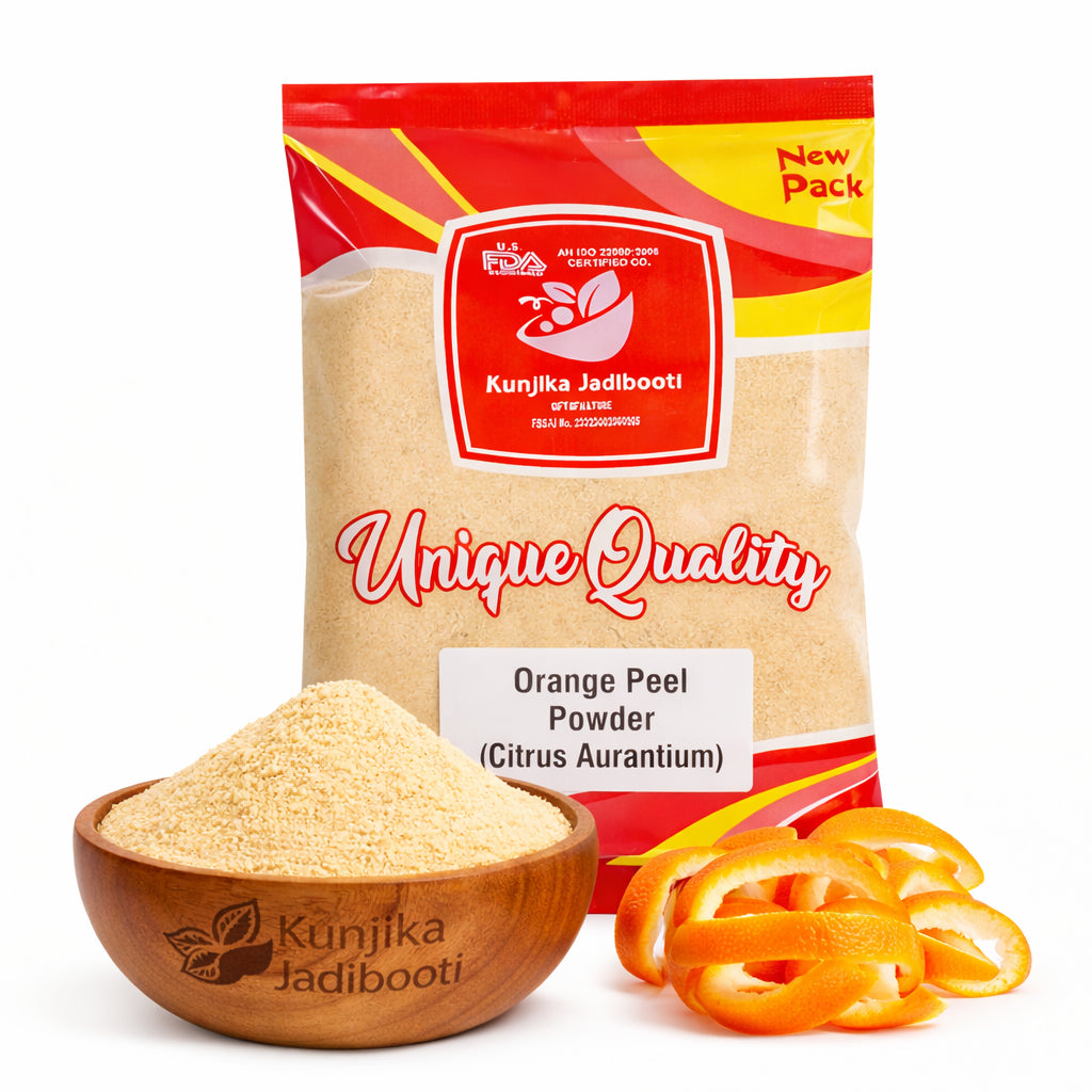 Kunjika Jadibooti Pure & Natural Orange Peel Powder for Face Pack with Vitamin C & Antioxidants | Face Pack Glowing skin | Face Cleanse - 100 gm