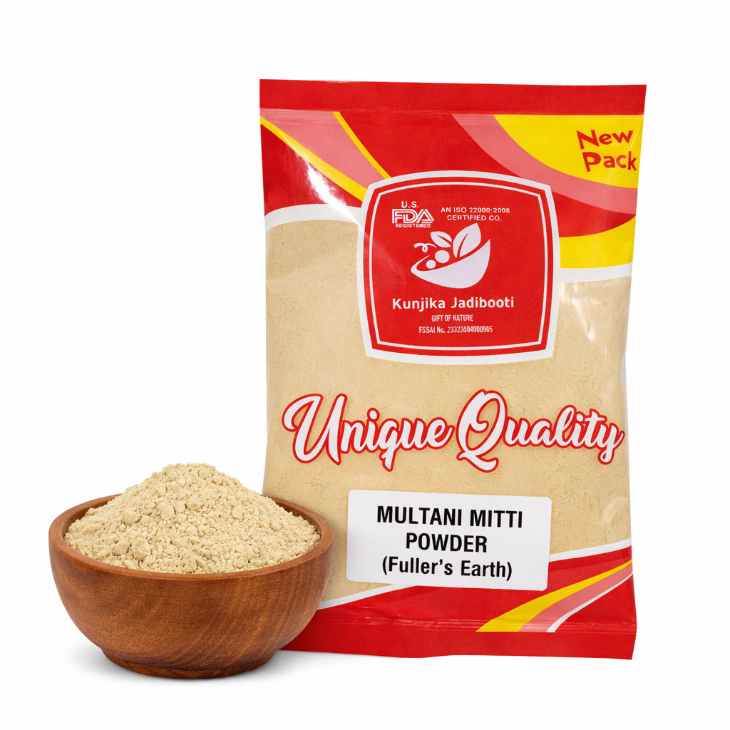 Kunjika Jadibooti Natural Multani Mitti | Powder Form | Fuller's Earth | Calcium Bentonite Clay | for All Skin Type | Face Pack And Hair Pack | Multani Mitti Powder - 100 gm