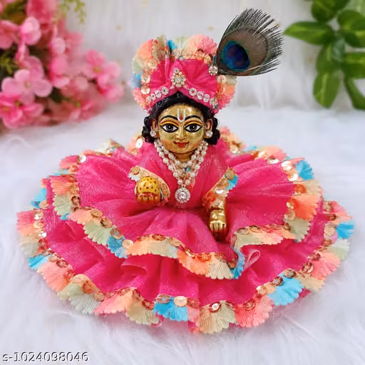 Janmashtami Special Handmade Laddu Gopal Ji Double Frill Poshak | Designer Kanha Ji Dress | Size 0, 1 & 2 No | Pink