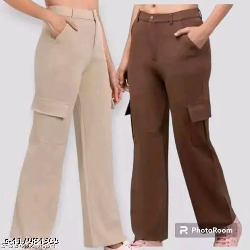 BUTTON CARGO COMBO PANT BEIGE +BROWN