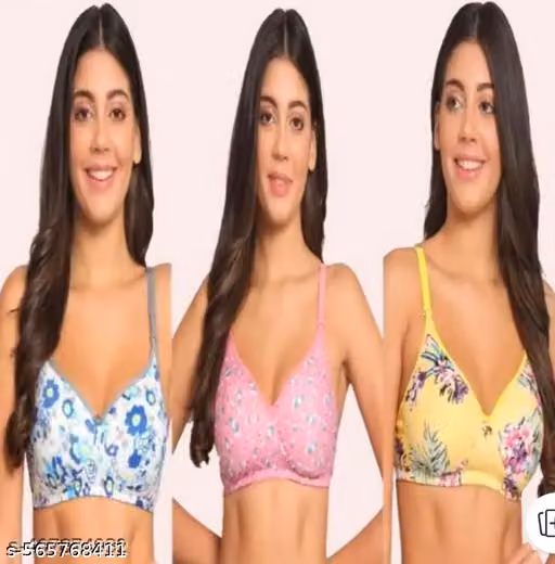 3 PC Combo set Prime Printed Multicolor Full coverage Bra