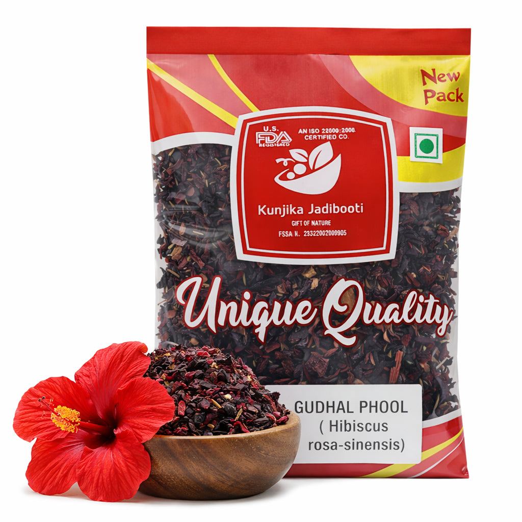 Kunjika Jadibooti Natural Raw Gudhal Patti | Dry Hibiscus Flower Petal, Dry Hibiscus flowers,Gudhal ke phool 100 grams