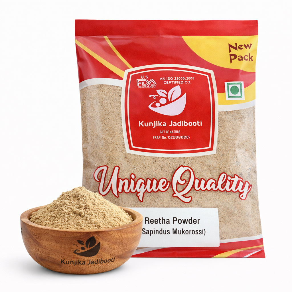 Kunjika Jadibooti Organic Reetha Powder, Kunkudukai powder, Aritha, Ritha, Soapnut, for Hair Growth, Hair wash, Scalp treatment, Skin care 100 gm