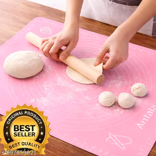 silicone Roti Mat Baking Mat Chapati Atta Kneading Mat Non-Stick (Size 50 * 40 cm) (Multicolor, pink)