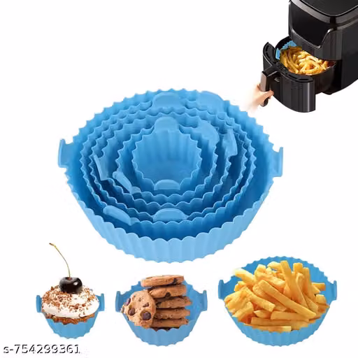 Kitchen 6 Pcs Round Reusable Non-Stick air Fryer Accessories Silicone Coating Pot Basket(Multicolor)