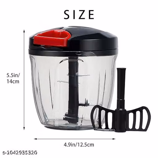 Manual Mini Handy and Compact Chopper, Vegetable Cutter for Onion, Garlic, Fruits, and Nuts with 3 Blades for Effortlessly Chopping for Your Kitchen (Black, 900ml)