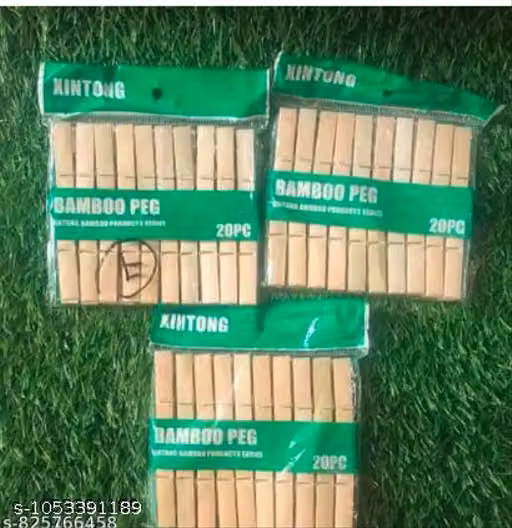 Bamboo Wooden Clothes Pegs for Drying Clothes | Eco-Friendly Reusable Cloth Clips with Strong Grip | Durable Wooden Laundry Pegs for Home, Balcony & Outdoor Use | Multipurpose Cloth Hangers | Pack of 60 Pieces