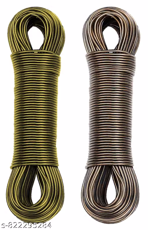 PVC Coated Steel Core Clothesline 20 Meter | Heavy Duty Anti-Rust Wire Rope for Drying Clothes | Weatherproof Tangle-Free Laundry Line for Indoor Outdoor Use (20 Meter Clothesline Pack of 2)