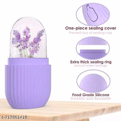 Ice Face Roller Silicone Facial Cube for Eyes Neck Massage Remove Dark Circle Pore Shrink Face Beauty Skin Care Ice Mould Kitchen Tools (Multicolor) Pack of 2