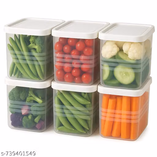 Fridge Storage Containers for Vegetables – 1200 ml (Pack of 6) | Refrigerator Organiser Boxes | Freezer Safe, BPA Free Plastic Fridge Containers | Kitchen Storage Box for Vegetables & Fruits