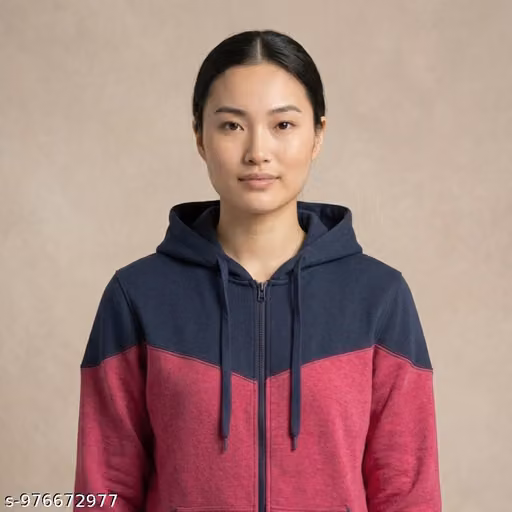Women's Fashion Hooded Jacket | Navy Blue & Rani Pink Casual Winter Wear