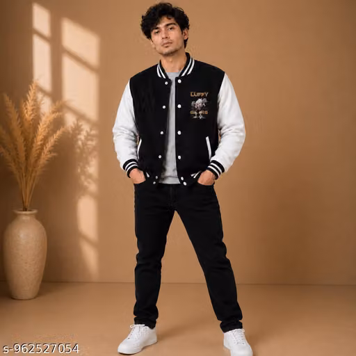 Men's Anime Printed Varsity Jacket | Graphic Bomber Baseball Jacket for Men