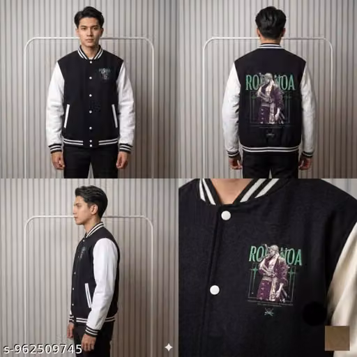 Men's Anime Printed Varsity Jacket | Casual Bomber Baseball Jacket