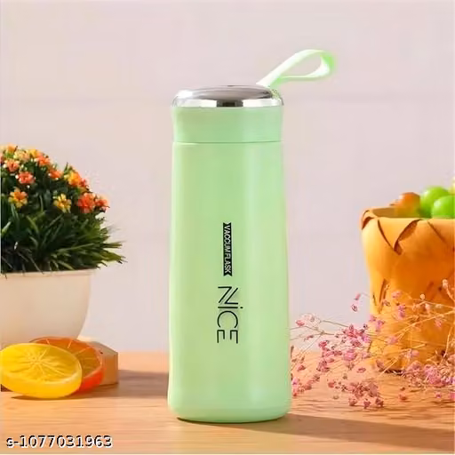 Green Water Bottle/BPA Free Glass Inner Liner with Plastic Shell for School, Gym, Home and Office/Leak Proof Water Bottle 400 ml ( Pack of 1)