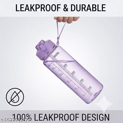 Transparent Motivational Water Bottles with Time Marker (900 ML, Multicolor) || GYM Big Water Bottle with Straw & Handle || Leakproof BPA Free Fitness Sports bottle || Sipper Bottle
