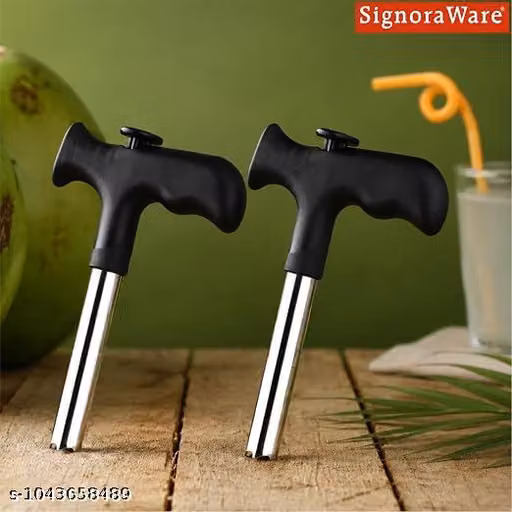 Stainless Steel Coconut Opener Tool | Manual Tender Coconut Hole Opener | Ergonomic Grip | Heavy Duty | 2 Piece