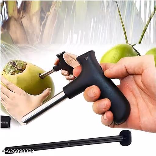 Stainless Steel Coconut Opener Tool | Quick & Easy Cracking Tool with Driller | Effortless Fresh Water Extraction Kit/Opener Machine | Black