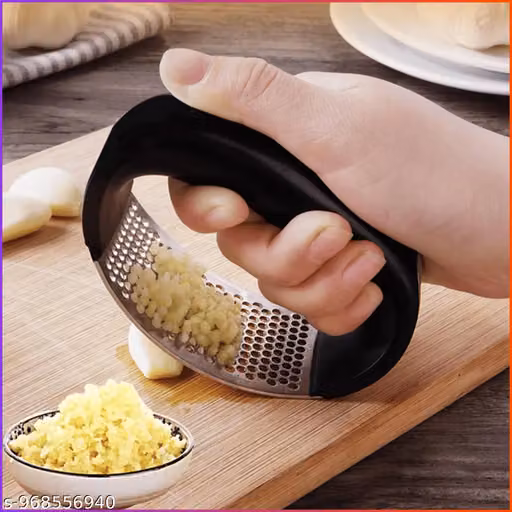 Stainless Steel Garlic Press Rocker and tube Peeler Set, Handheld Rolling Crusher, Dishwasher Safe Pack-1