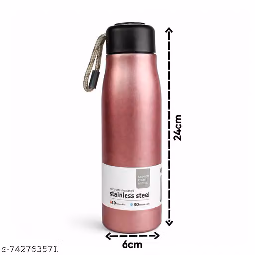 Stainless Steel Hot & Cold Water Bottle 500ml | Vacuum Insulated Double Wall | 500 ml (Pink)