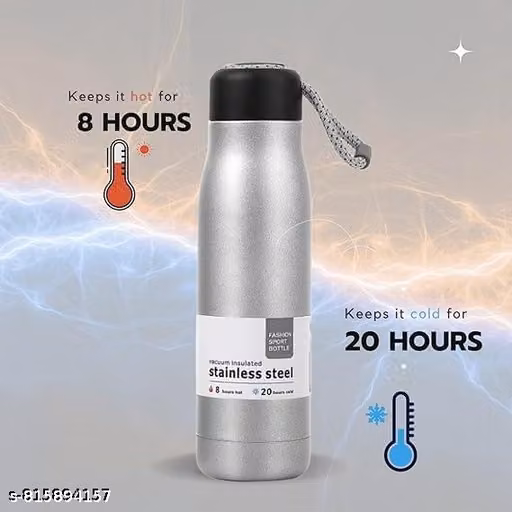Water Bottle with Leak Proof Lid Metal Vacuum Insulated 304 Stainless Steel 550ml, Reusable Leak Proof Flask 24 Hours Hot and Cold for Home, Office, School, Travel Bottle (Mate Silver)