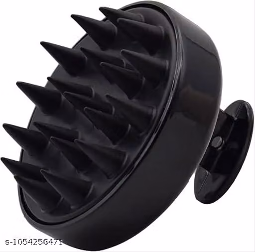 Scalp Head Massager & Shampoo Brush: Eco-Friendly Wheat Straw Hair Care Tool For Hair Growth, Dandruff Removal, And Preventing Hair Loss (Solid Black)