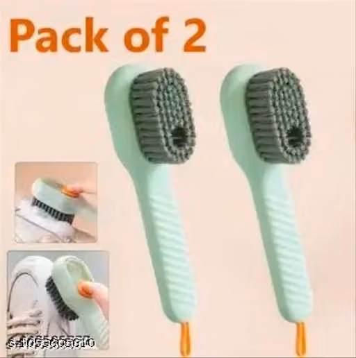 Liquid Adding Soft Fur Cleaning Brush Multifunctional Shoe Brush Clothes Cleaning Tool (Pack of 2)