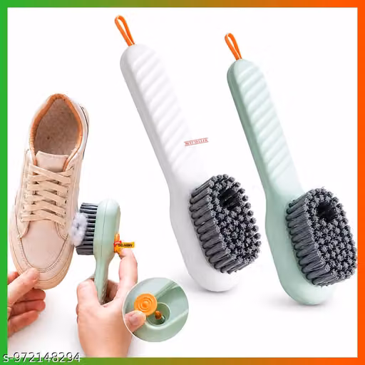 Liquid Adding Soft Fur Cleaning Brush Multifunctional Shoe Brush Clothes Cleaning Tools Pack of 2