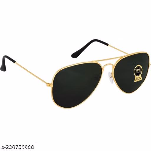 Unisex Gold Metal Aviator , UV Protected Sunglasses (Pack of 1)