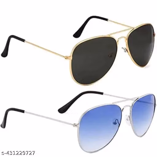Goleriya New Trendy Unisex Sunglasses Blue and Black Frame (pack of 2)