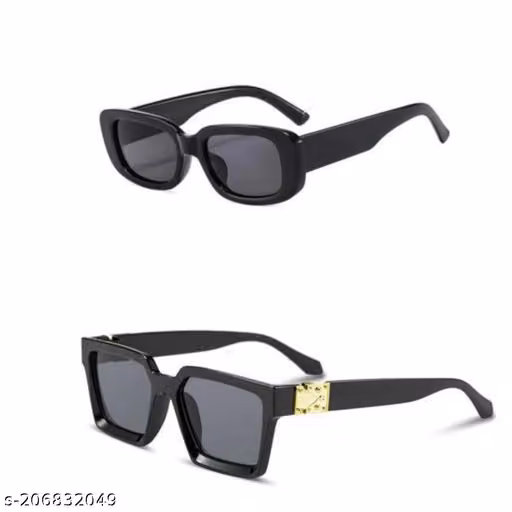 Goleriya New Trendy Unisex Sunglasses Black and Black Frame (pack of 2)