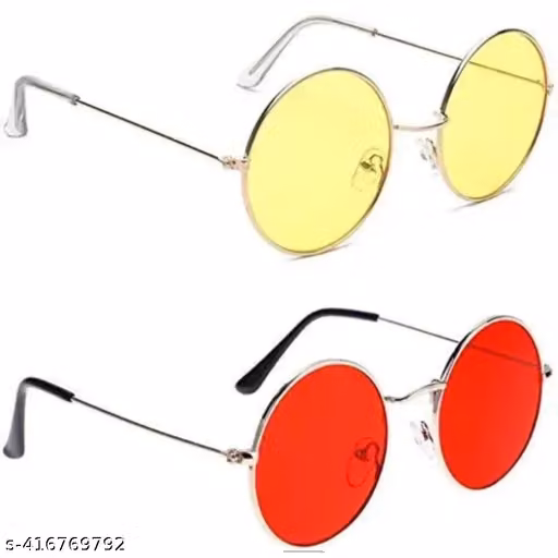 Goleriya Unisex Multicolour Round Sunglasses (Pack of 2)